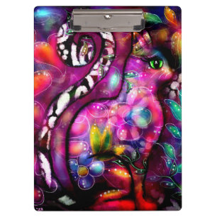 Porte-bloc Whimsical Abstrait Kitty Chat Floral Rouge Vert ro
