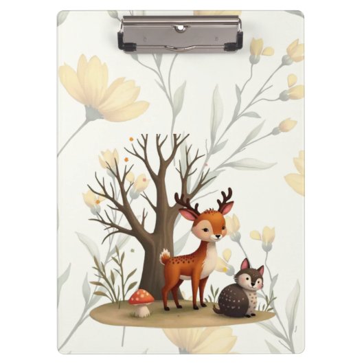 Porte-bloc Whimsical Deer & Hedgehog Clipboard  (Devant)
