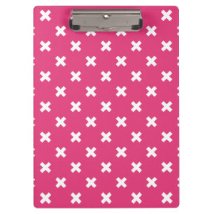 Porte-bloc White cross stitches on fuchsia