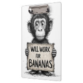 Porte-bloc Will Work for Bananas - Humorous Monkey Sketch (Gauche)
