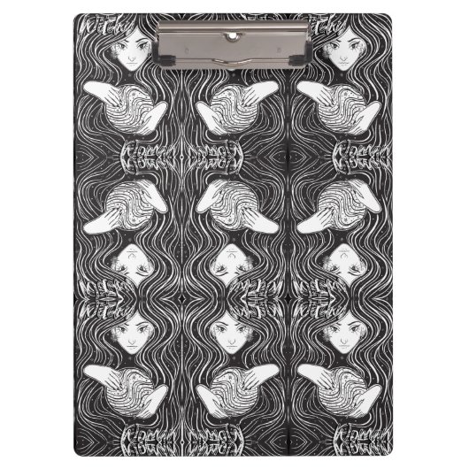 Porte-bloc Witchy Woman Artistique noir et blanc (Devant)