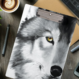 Porte-bloc Wolf Portrait noir blanc
