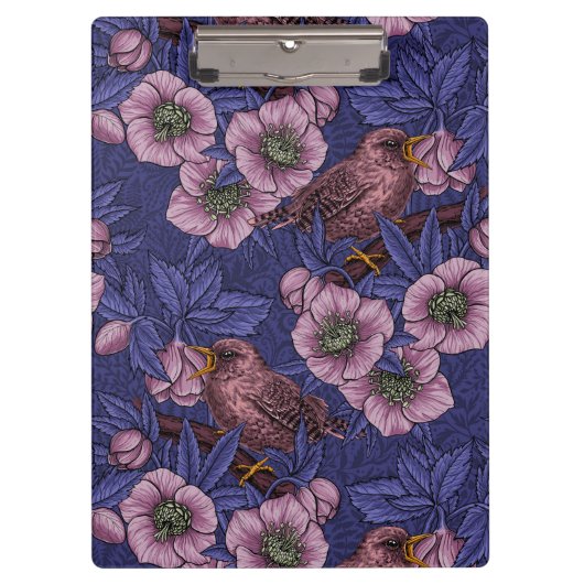 Porte-bloc Wren et hellebore, violet et rose (Devant)