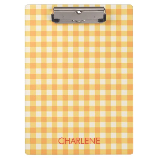 Porte-bloc Yellow Orange Ish Preppy En vichy Plaid (Devant)