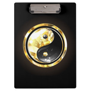 Porte-bloc Yin Yang or sur noir