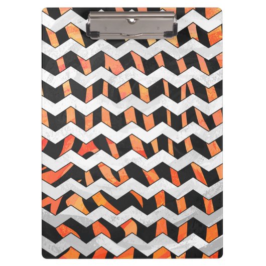 Porte-bloc Zebra Black et Orange Chevron (Devant)