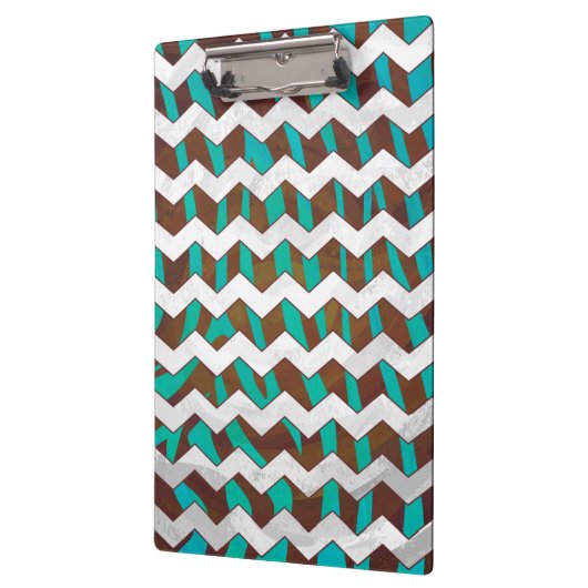 Porte-bloc Zebra Chevron Impression Brown et Turquoise (Gauche)