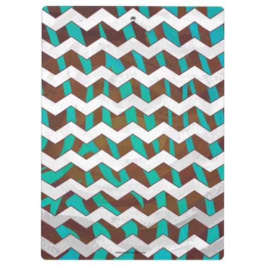 Porte-bloc Zebra Chevron Impression Brown et Turquoise (Dos)