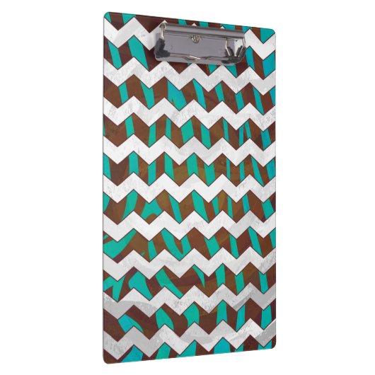 Porte-bloc Zebra Chevron Impression Brown et Turquoise (Swatch)