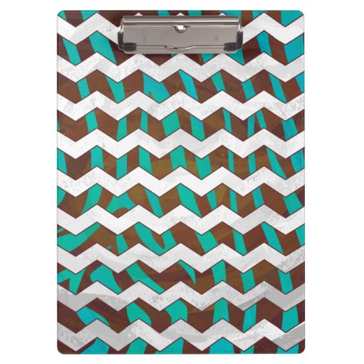 Porte-bloc Zebra Chevron Impression Brown et Turquoise (Devant)