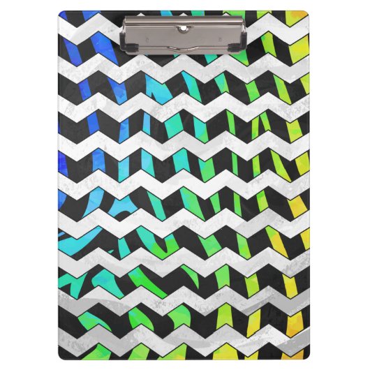 Porte-bloc Zebra Chevron noir et arc-en-ciel (Devant)
