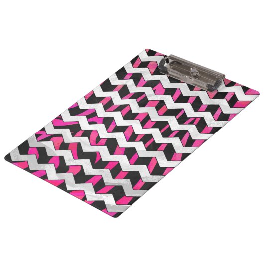 Porte-bloc Zebra Chevron noir et rose chaud (Incliné)