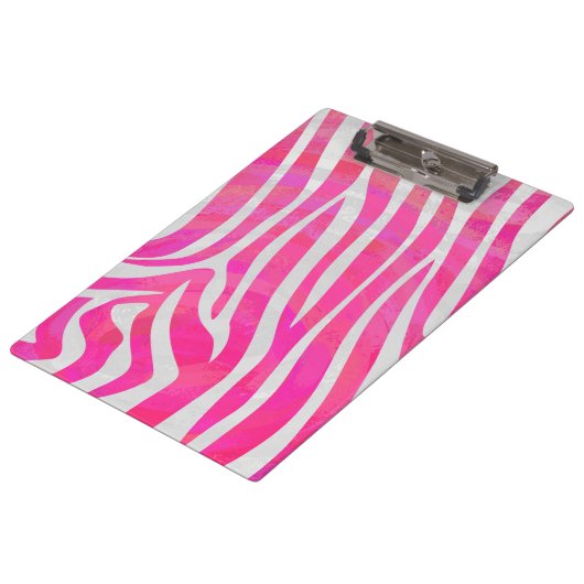 Porte-bloc Zebra Hot rose et blanc avec Monogramme (Incliné)