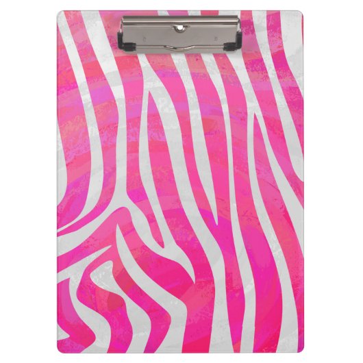 Porte-bloc Zebra Hot rose et blanc avec Monogramme (Devant)