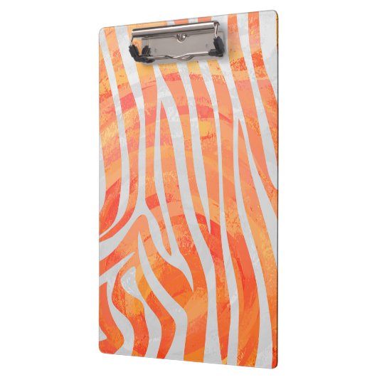 Porte-bloc Zebra Monogram orange et blanc (Gauche)