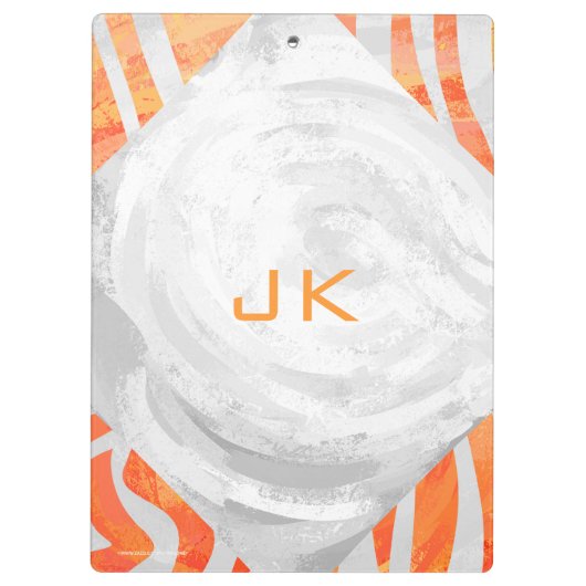 Porte-bloc Zebra Monogram orange et blanc (Dos)