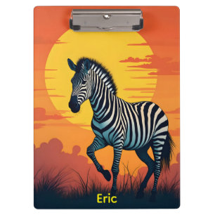 Porte-bloc Zèbre avec soleil jaune et ciel orange