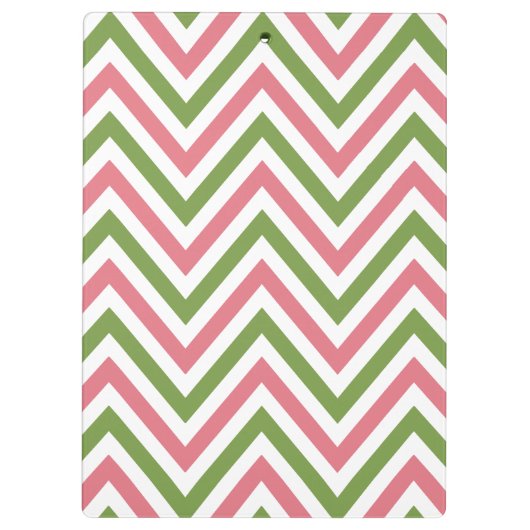 Porte-bloc Zigzag, Chevron, Grilles, Rose, Vert, Monogramme (Dos)