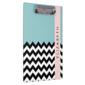Porte-bloc Zigzag noir et blanc, Chevron, Bleu, Votre nom (Swatch)