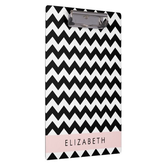 Porte-bloc Zigzag noir et blanc, Motif Chevron, Votre nom (Swatch)