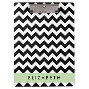Porte-bloc Zigzag noir et blanc, Motif Chevron, Votre nom