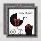 Porte-cadeaux Rouge Noir Baby Douche Invitations (Devant / Derrière)