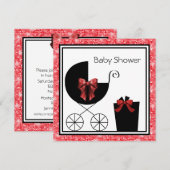 Porte-cadeaux Rouge & Noir Baby Shower Invitations (Devant / Derrière)