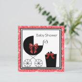 Porte-cadeaux Rouge & Noir Baby Shower Invitations (Debout devant)