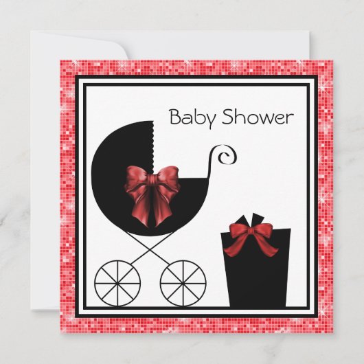 Porte-cadeaux Rouge & Noir Baby Shower Invitations (Devant)