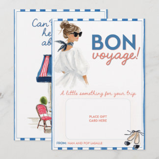 Porte-carte cadeau bleu Bon Voyage carte postale
