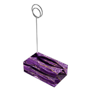 Porte-cartes De Table Agate Violet violet or Parties scintillant Géode N