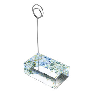Porte-cartes De Table Elégante aquarelle bleu poussiéreuse à fleurs euca