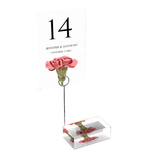 Porte-cartes De Table Oeillets roses Luxe Moderne Floral Mariage