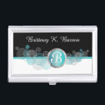 Porte-cartes De Visite Boucles Abstraites turquoise, argentée et noire<br><div class="desc">Titulaires de cartes professionnelles prêts à vous personnaliser. REMARQUE : SEULEMENT CHANGER LES ZONES MODÈLES NÉCESSAIRES! 😀 Si nécessaire, vous pouvez supprimer le texte et commencer à ajouter le texte et la police que vous voulez. 📌 Si vous avez besoin d'une personnalisation plus poussée, cliquez sur le bouton "Cliquez pour...</div>
