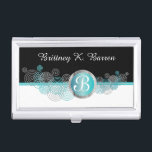 Porte-cartes De Visite Boucles Abstraites turquoise, argentée et noire<br><div class="desc">Titulaires de cartes professionnelles prêts à vous personnaliser. REMARQUE : SEULEMENT CHANGER LES ZONES MODÈLES NÉCESSAIRES! 😀 Si nécessaire, vous pouvez supprimer le texte et commencer à ajouter le texte et la police que vous voulez. 📌 Si vous avez besoin d'une personnalisation plus poussée, cliquez sur le bouton "Cliquez pour...</div>