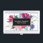 Porte-cartes De Visite Bouquet floral aquarelle<br><div class="desc">Magnifiquement dynamique et féminine,  ce porte-étendoir carte de visite présente un bouquet coloré de fleurs d'aquarelle dans les tons magenta,  rose et violet. Entrez votre nom et titre commercial ou autre texte à la place de l'exemple de texte.</div>