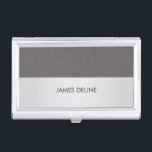 Porte-cartes De Visite Elégant chic texture gris argent<br><div class="desc">Porte-carte de visite élégant avec texture gris et arrière - plan argenté. Vous pouvez y ajouter votre monogramme ou votre nom.</div>