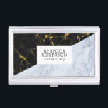 Porte-cartes De Visite Marbre gris et noir Design moderne<br><div class="desc">Elégante texture en marbre noir et gris imprime un design géométrique moderne.</div>