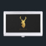 Porte-cartes De Visite Tête de cerfs communs de feuille d'or de Faux<br><div class="desc">Conception Girly et chic.</div>