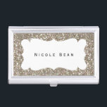 Porte-cartes De Visite Titulaire de carte d'affaires Gold Parties scintil<br><div class="desc">Titulaire de carte d'affaires Gold Parties scintillant & White Frame. Customisez avec n'importe quel texte ou laissez-le vide.</div>