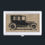 Porte-cartes De Visite Toile de jute vintage de voiture<br><div class="desc">Voiture vintage dans la texture de toile de jute.</div>