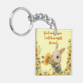 Porte-clé an acrylique | Joli lapin tenant du tour (Devant gauche)