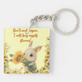 Porte-clé an acrylique | Joli lapin tenant du tour (Dos)