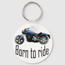 Porte-clé "Born to ride", moto-bleue