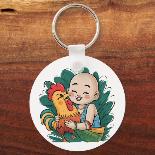 Porte-clé | Chloe Bébé Embrasse Le Coq (Verso)