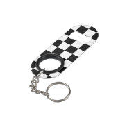 Porte-clé Décapsuleur à damiers carré noir et blanc (angle arrière)