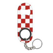 Porte-clé Décapsuleur à damiers carré rouge blanc rétro (Dos)