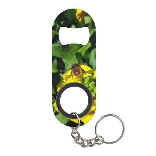 Porte-clé Décapsuleur Abeille sur Fleurs Jaunes (Dos)