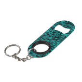 Porte-clé Décapsuleur Abstrait Motif Turquoise Noir (Devant Angle)