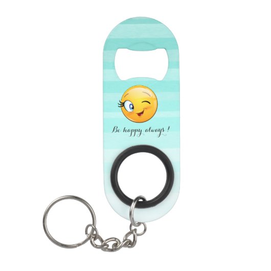 Porte-clé Décapsuleur Adorable Winking Emoji Face-Be heureux toujours (Devant)